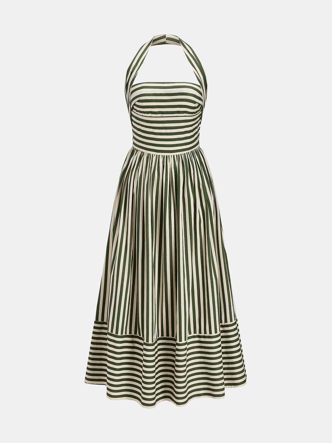 Striped halter neck maxi dress - Green