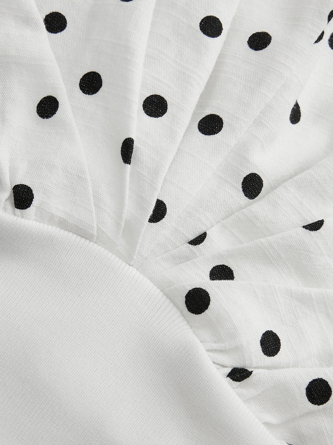 Polka Dot Cinched Waist V Neck Blouse | COMMENSE