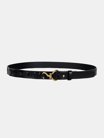 Commense Gold Buckle Black Belt Adjustable Women\'s Fashion Belt‎ Commense‎ Women\ main image 2