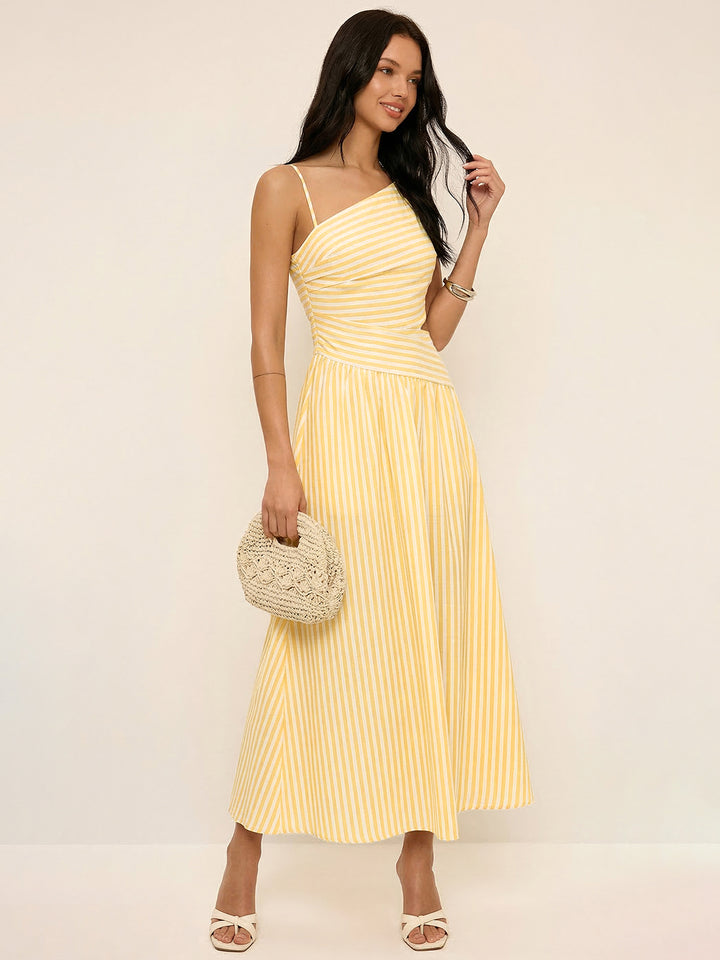 commense asymmetrical one shoulder gradient long dress Striped cut-out asymmetric cami maxi - BlackandWhite - M Ribbons night strutting Plus Size Back Lace Size:30X32