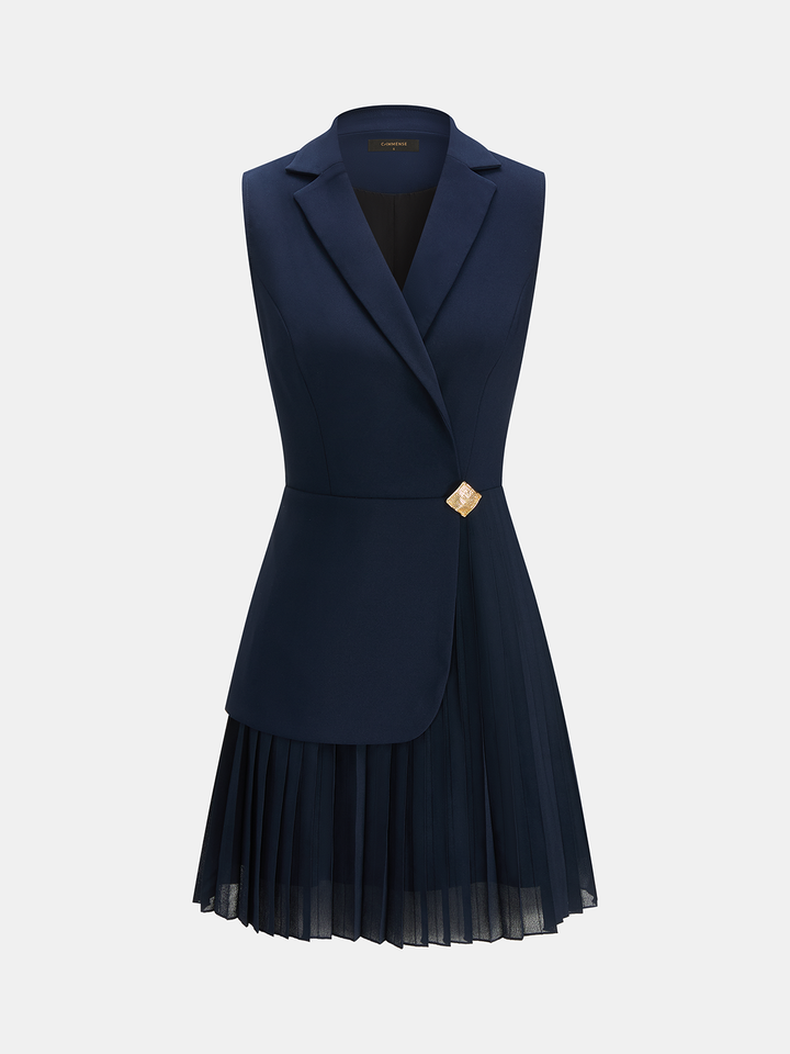 Blazer Style Pleated Mini Sleeveless Dress | COMMENSE Blazer Style Pleated Mini Sleeveless Dress | COMMENSE