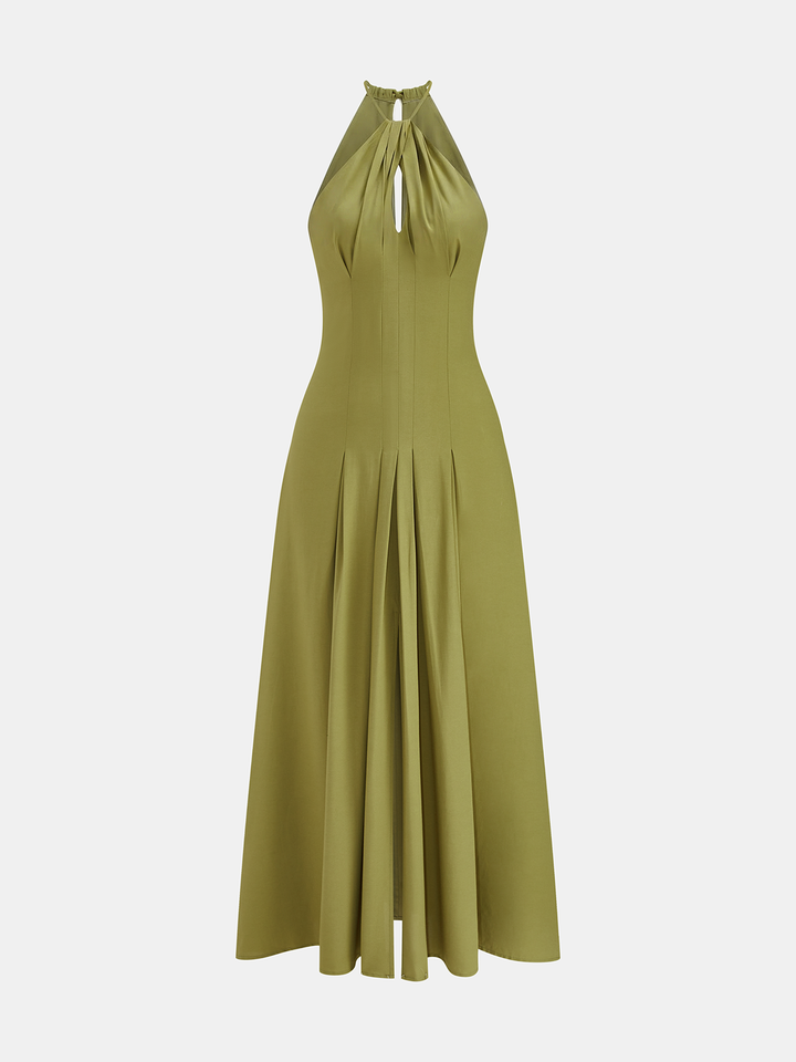 slim fit dress slacks Satin Contrast Trim Long Dress main image 0