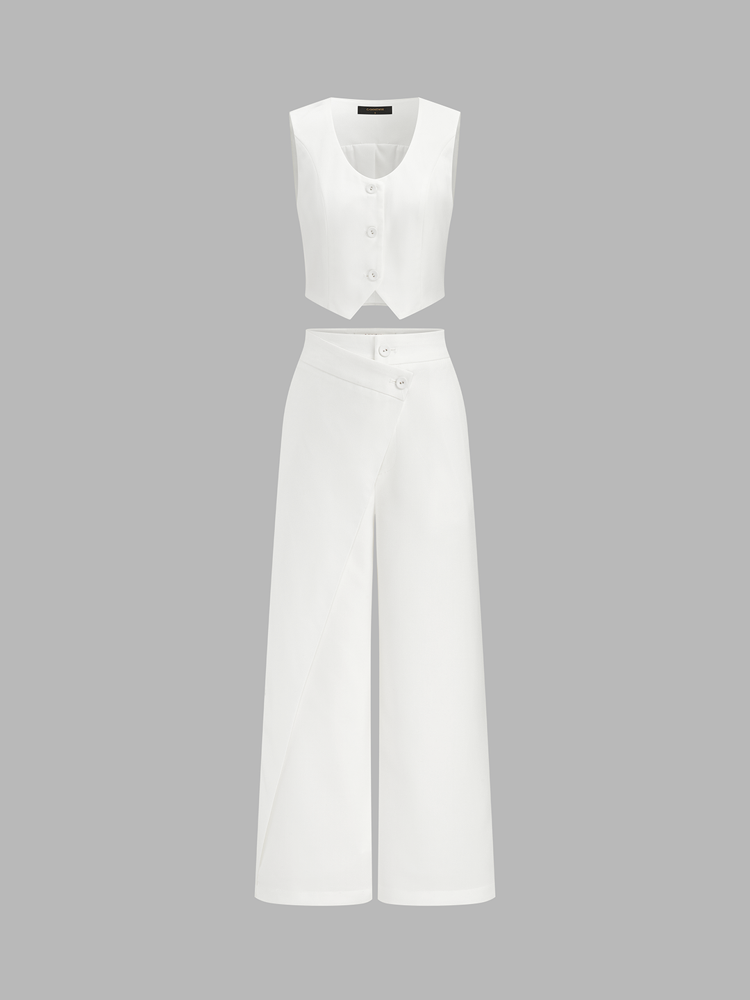 Solid Asymmetrical Straight Leg Pants Set | COMMENSE Solid Asymmetrical Straight Leg Pants Set | COMMENSE