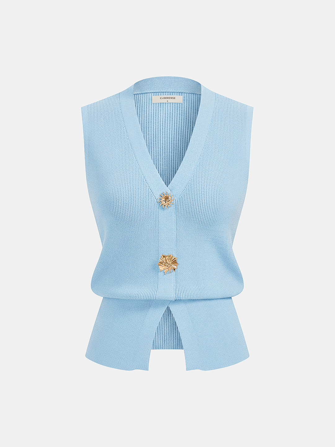 Decorative Button V Neck Knit Vest | COMMENSE