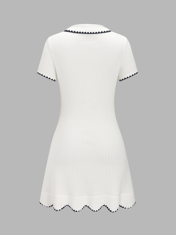 collared contrast trim knit mini dress COLLARED CONTRAST TRIM KNIT MINI DRESS