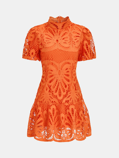 strapless open back dress Coral Orange Mini Dress in A-Line Silhouette