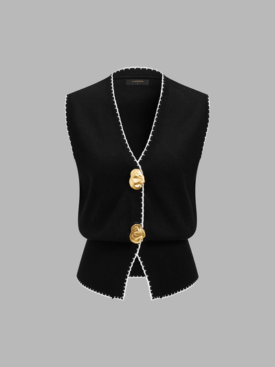 Contrast Trim V-Neck Sweater Vest | COMMENSE Contrast Trim V-Neck Sweater Vest | COMMENSE
