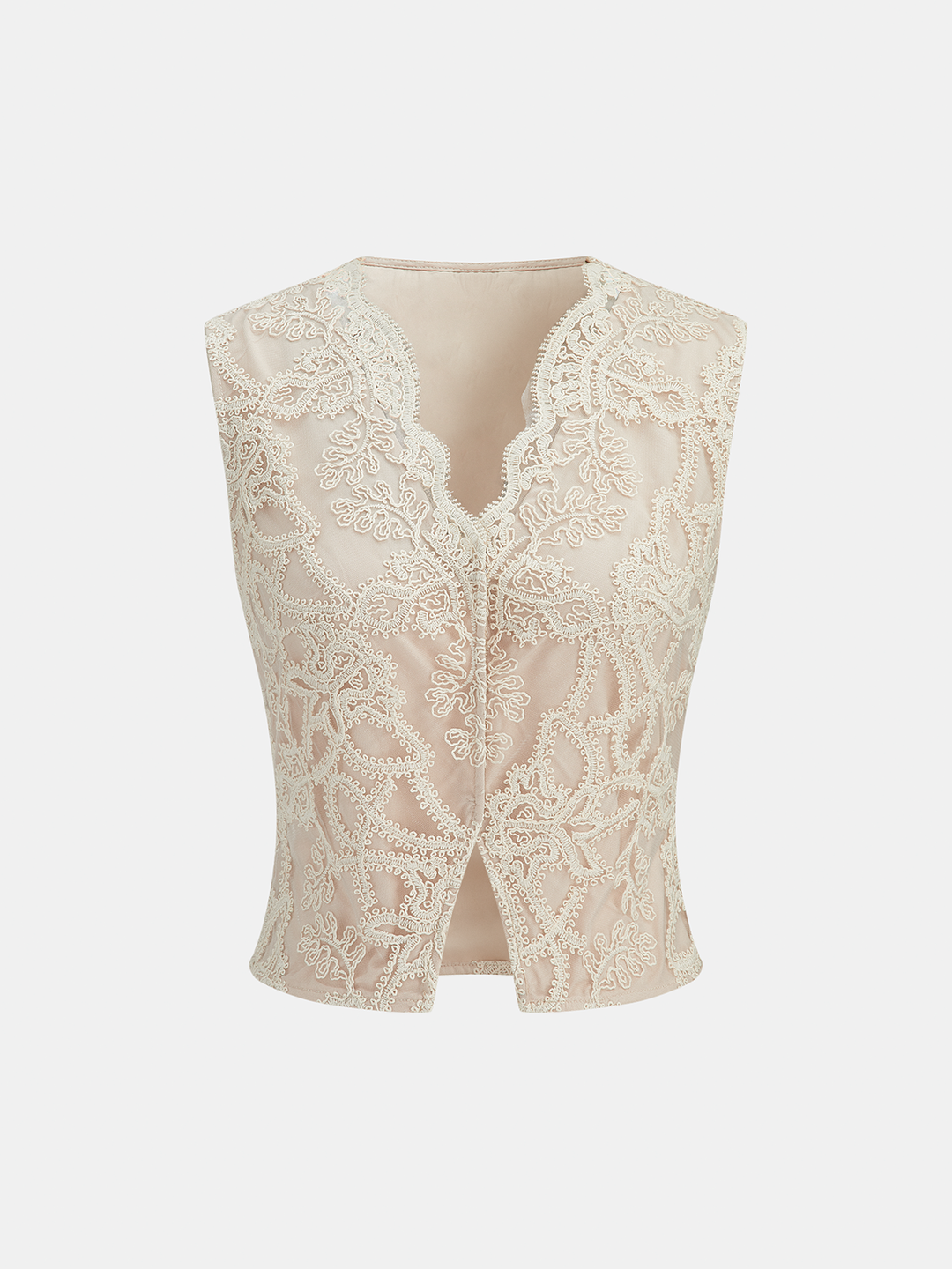 V-Neck Lace Vest & Mini Skirt Set | COMMENSE