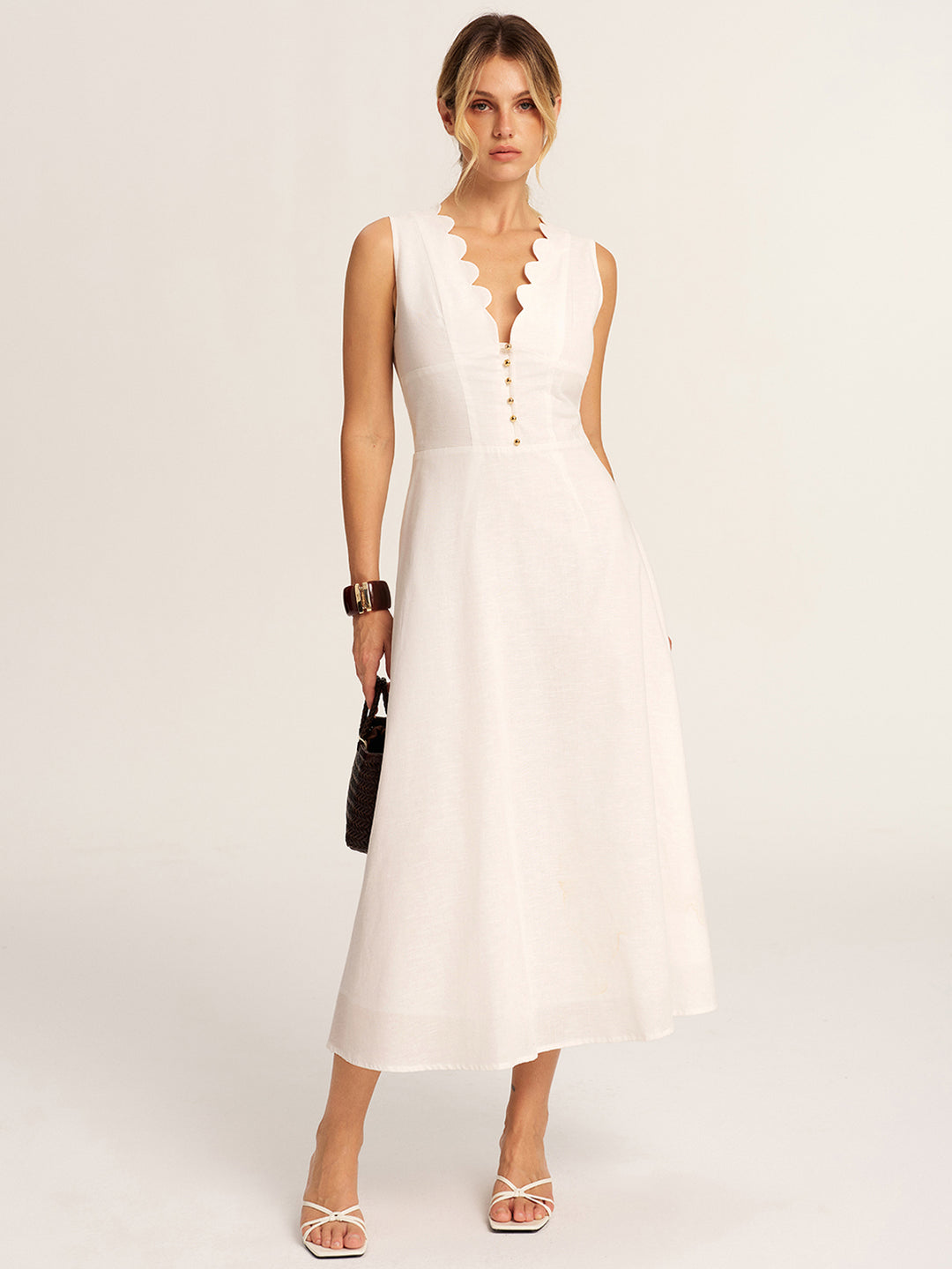 premium linen scalloped midi dress styledbymckenz on LTK