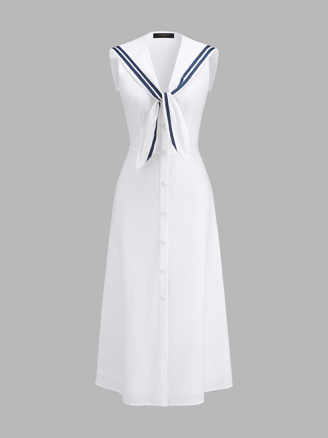 white sailor dress Sleeveless collar cotton linen midi - Off-White - M jersey pant Hand Wash/Spot Clean/ Machine Color:Dusty Blue Bouquet Play Your Game Crimson