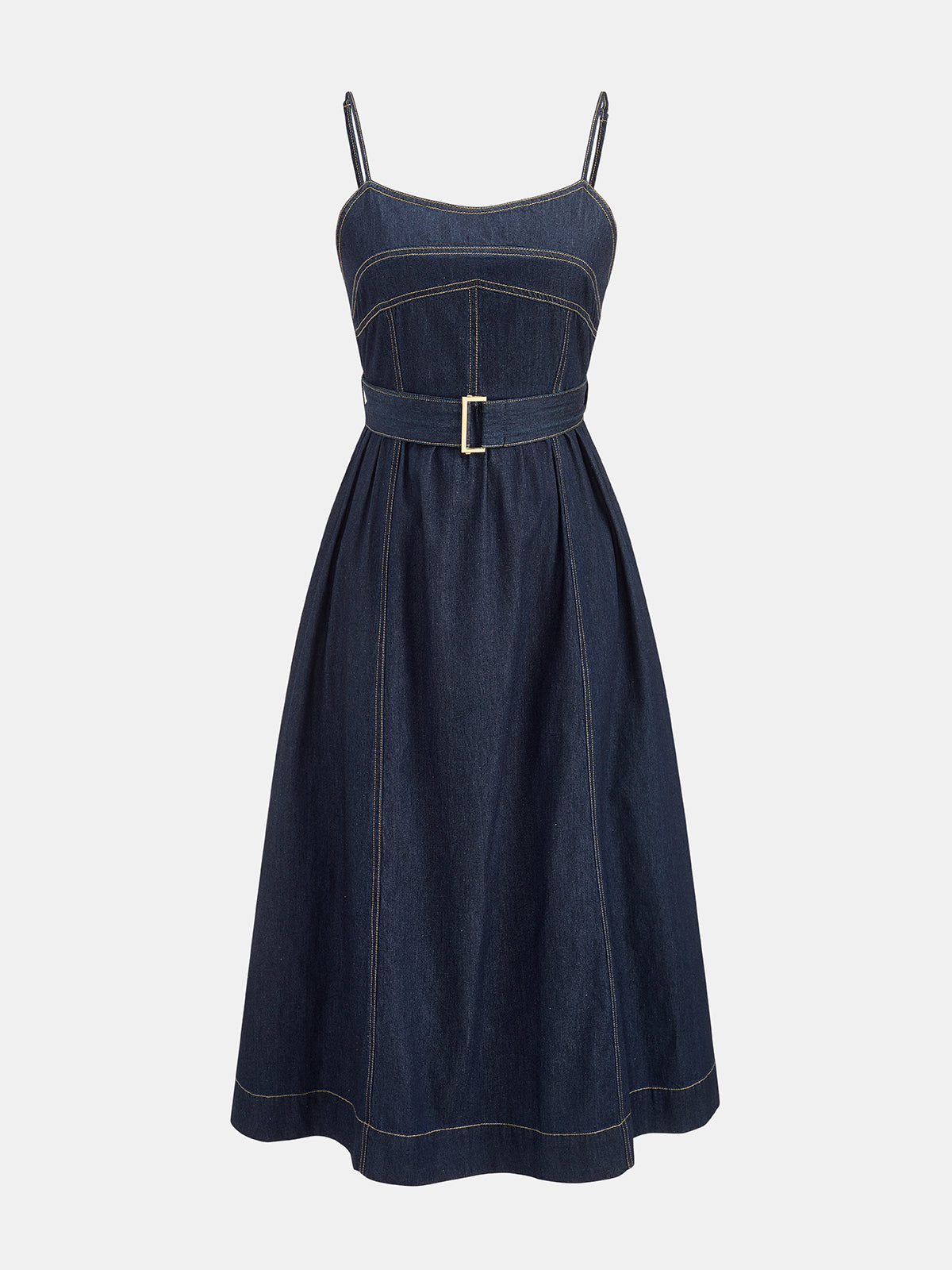 denim cami midi dress Reclaimed Vintage Denim Lace Insert Strappy Cami Midi Dress in light blue wash