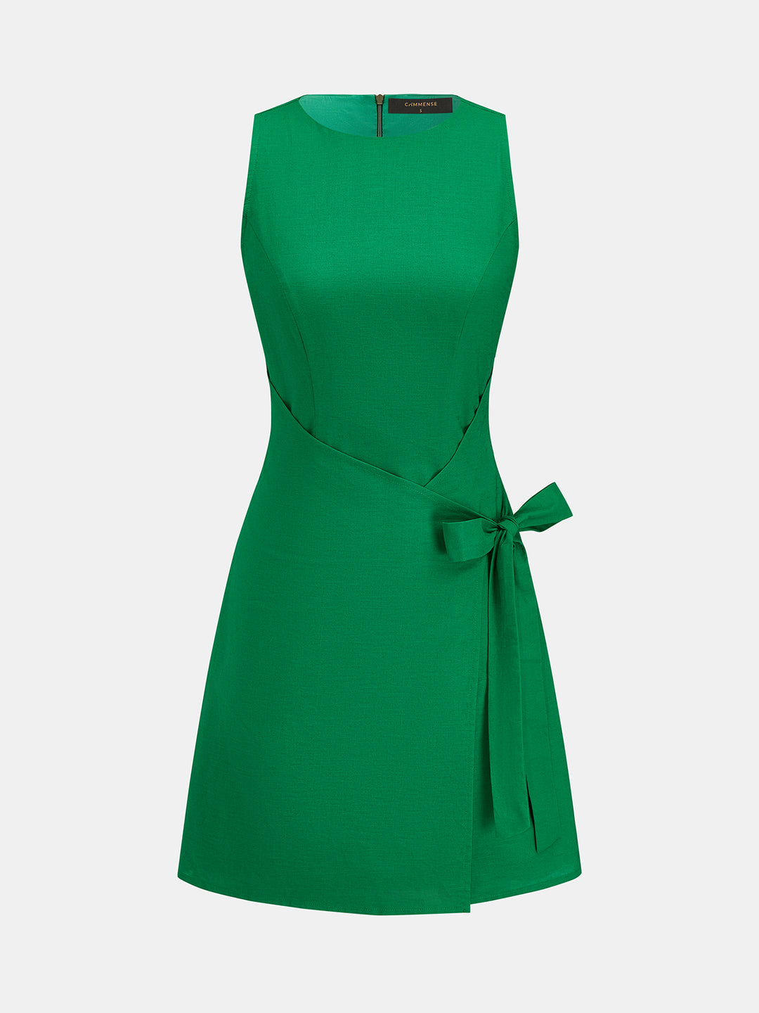 Cotton Linen Wrap Tie Sleeveless Mini Dress | COMMENSE
