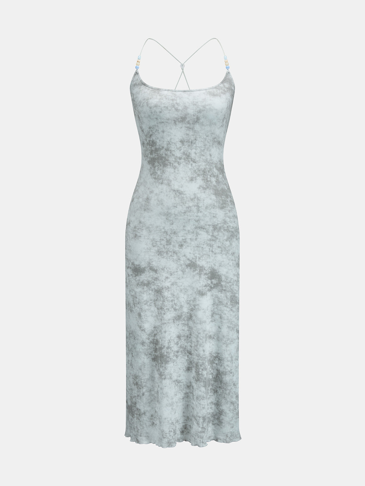 Beaded Strap Tie Dye Bodycon Midi Dress
