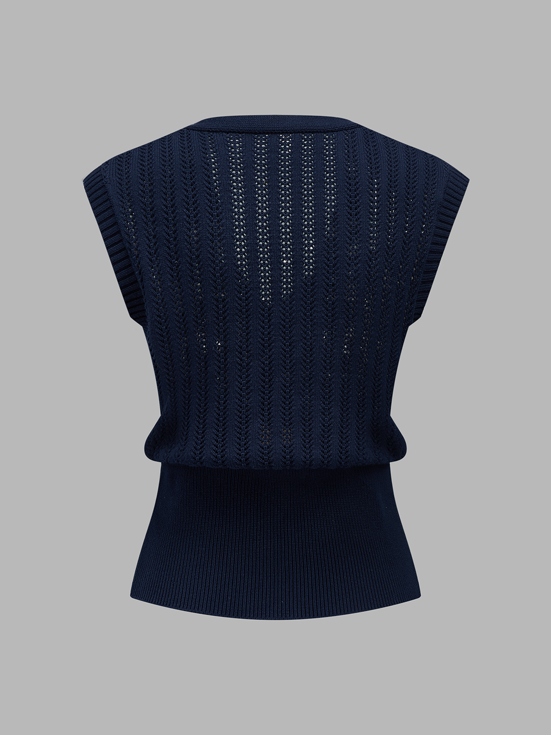 Embroidered Openwork Buttoned Knit Vest | COMMENSE