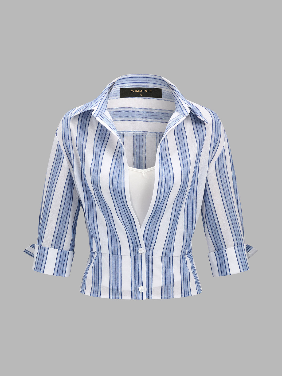 Casual Striped Shirt Cami Two Piece Set | COMMENSE