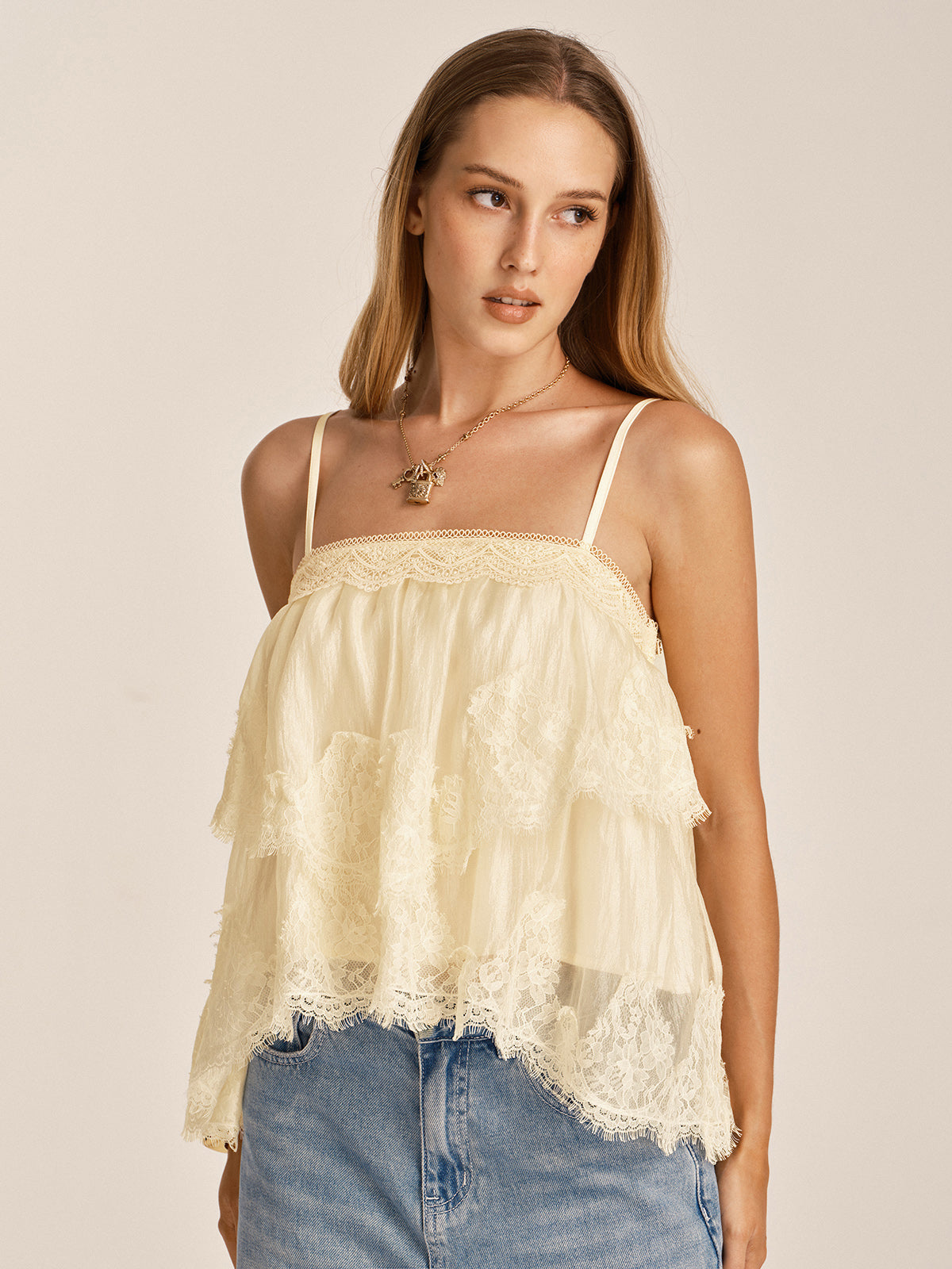 Lace Layered Cami Top | COMMENSE
