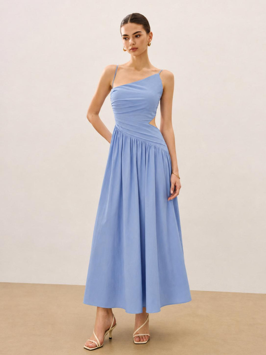 commense maxi dress Asymmetric cutout cami - Blue - XS Female Military Costumes | APR2026 Color::#53-Dark Gray 30% Linen
