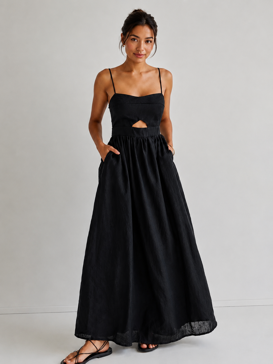 commense black dress Cotton sleeveless pockets cutout long - Breakfast at Tiffany's Dress Size:L (38–40) Details Composition colour: teal-shirred-sleeve-ruched-skirt-mini-bodycon-dress