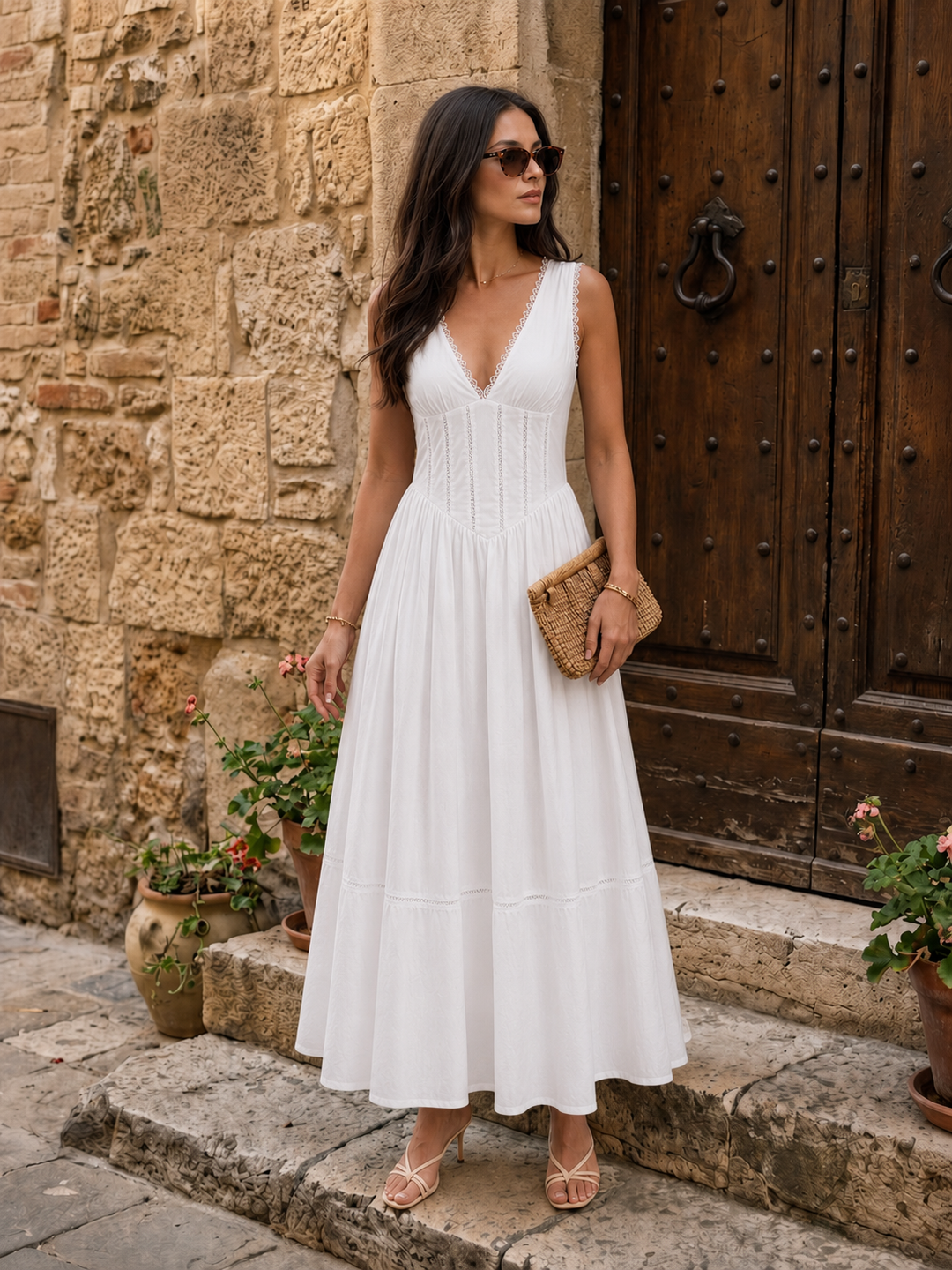 natura v neck lace midi dress NATURA V NECK LACE MIDI DRESS #zimmermann #rabanne #zimmermandress #etro #etrovelabag #gianvitorossi #cammisottoboutique #retailmultibrand #shoppingonline #onlineshopping #mfw