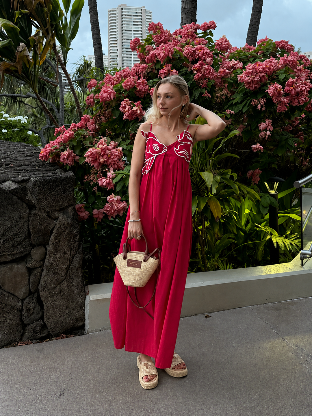 Embroidered Fish Semi-Sheer Cami Dress | COMMENSE