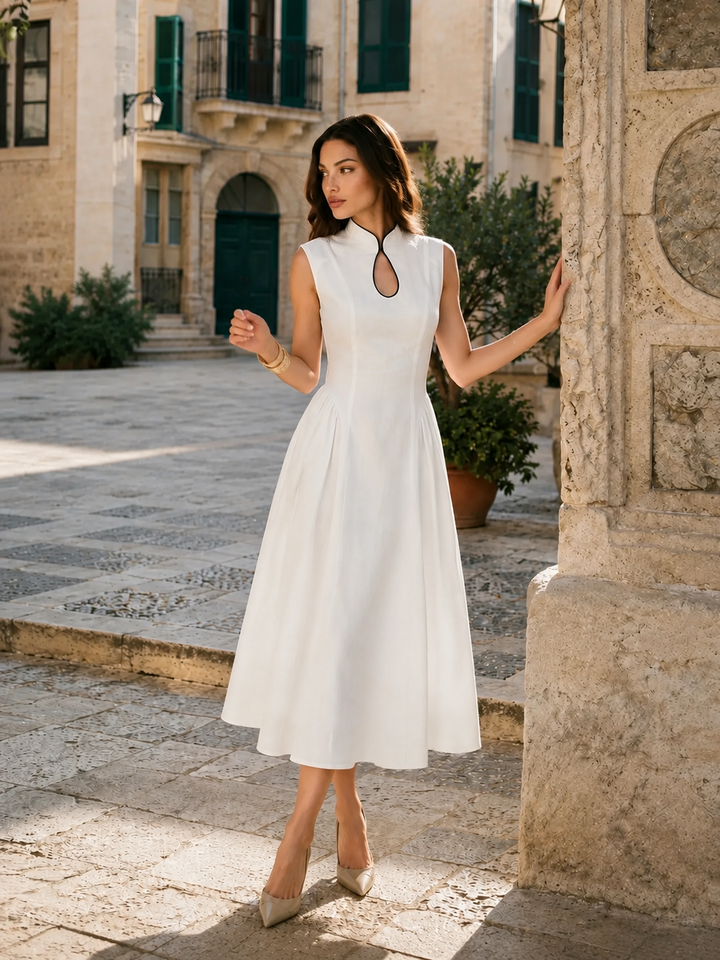 commense white dress Sheer Overlay Long Regular Sheer Spotted in her little white