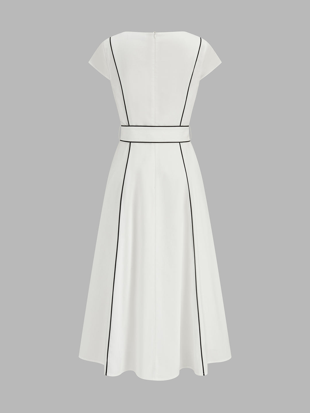 white dress with black piping Detailed Taffeta Midi * Color Black dress with white piping,