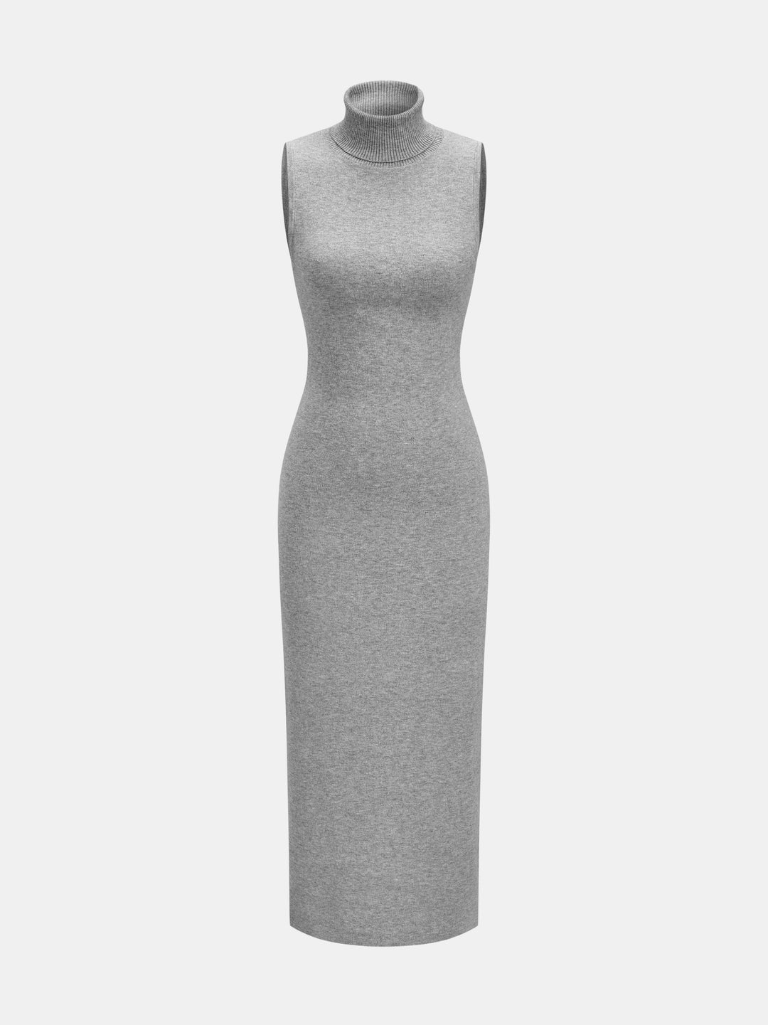 grey sleeveless turtleneck dress Wool Blend Knit Maxi Collection:Jac