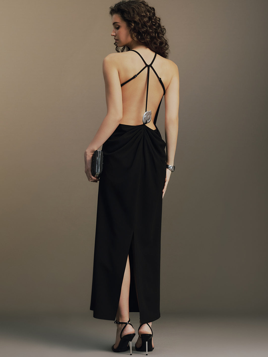 Crisscross Strap Backless Slit Maxi Dress | COMMENSE