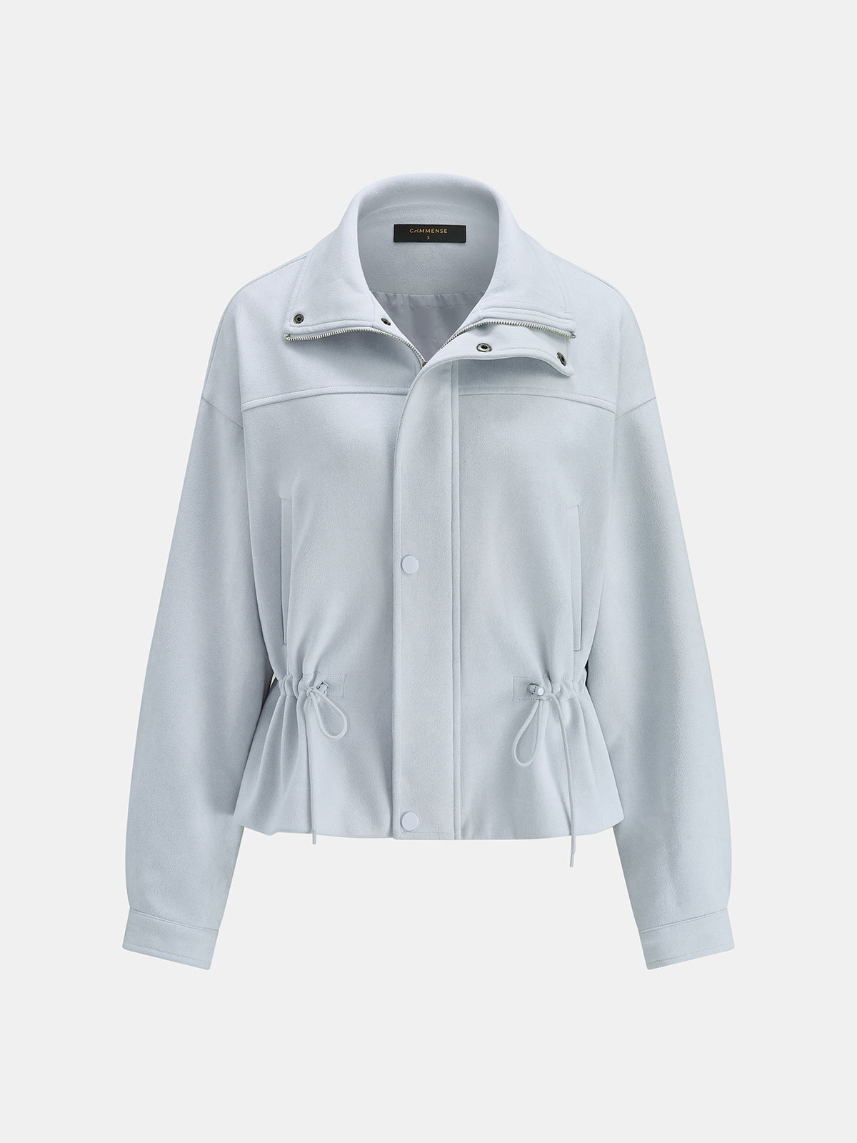 Drawstring Waist Suede Effect Jacket | COMMENSE
