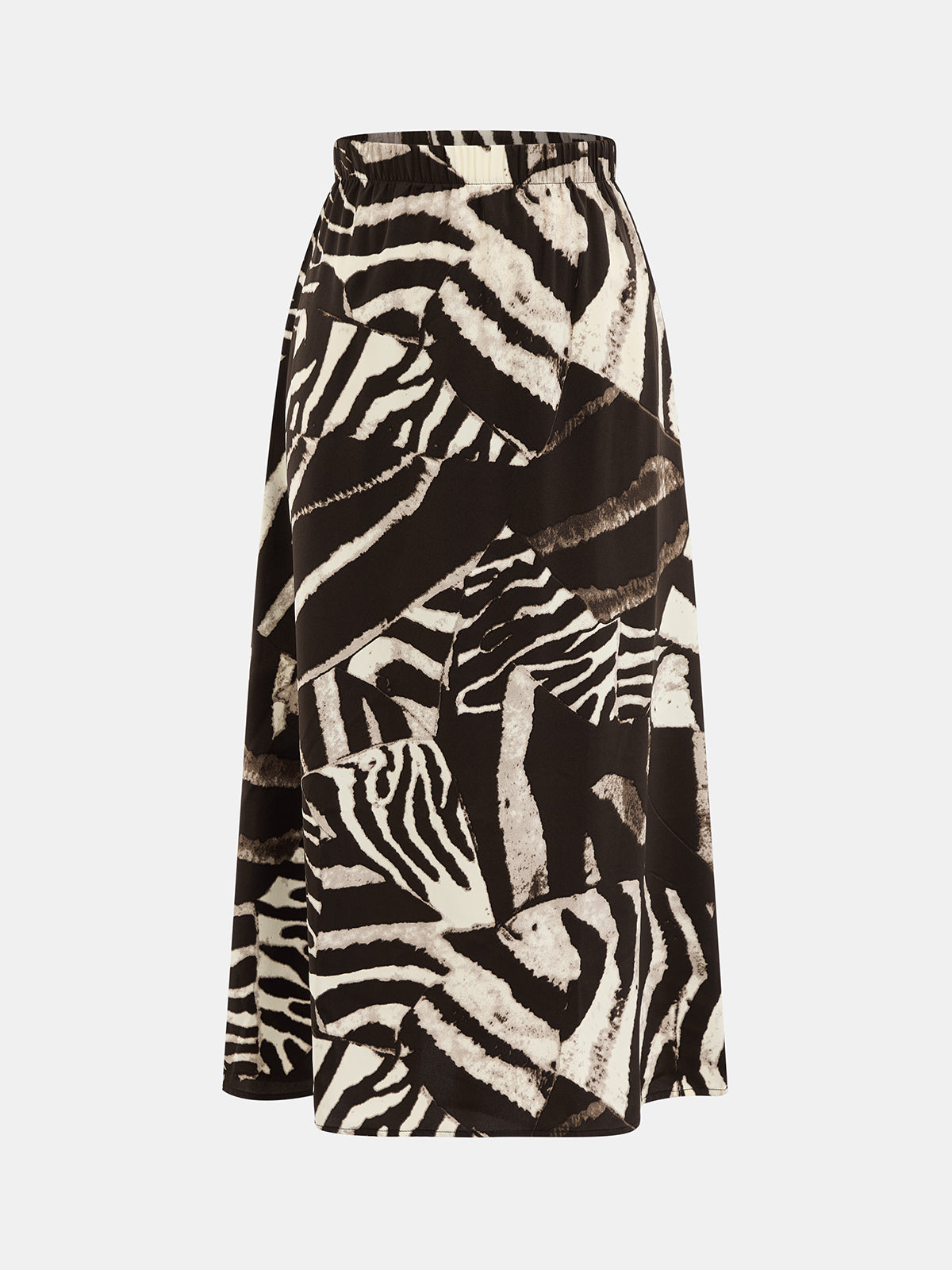 Zebra Print Elastic Waist Midi Skirt | COMMENSE