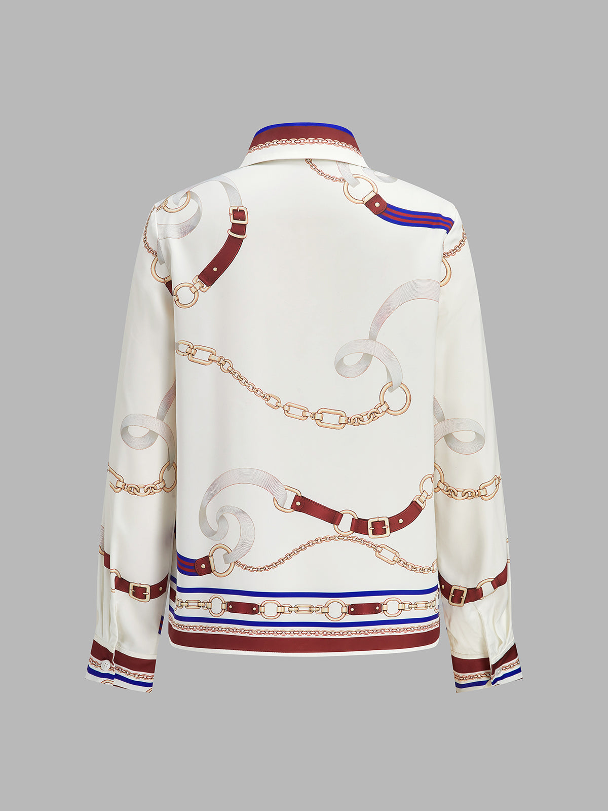 Chain Print Satin Collared Shirt | COMMENSE