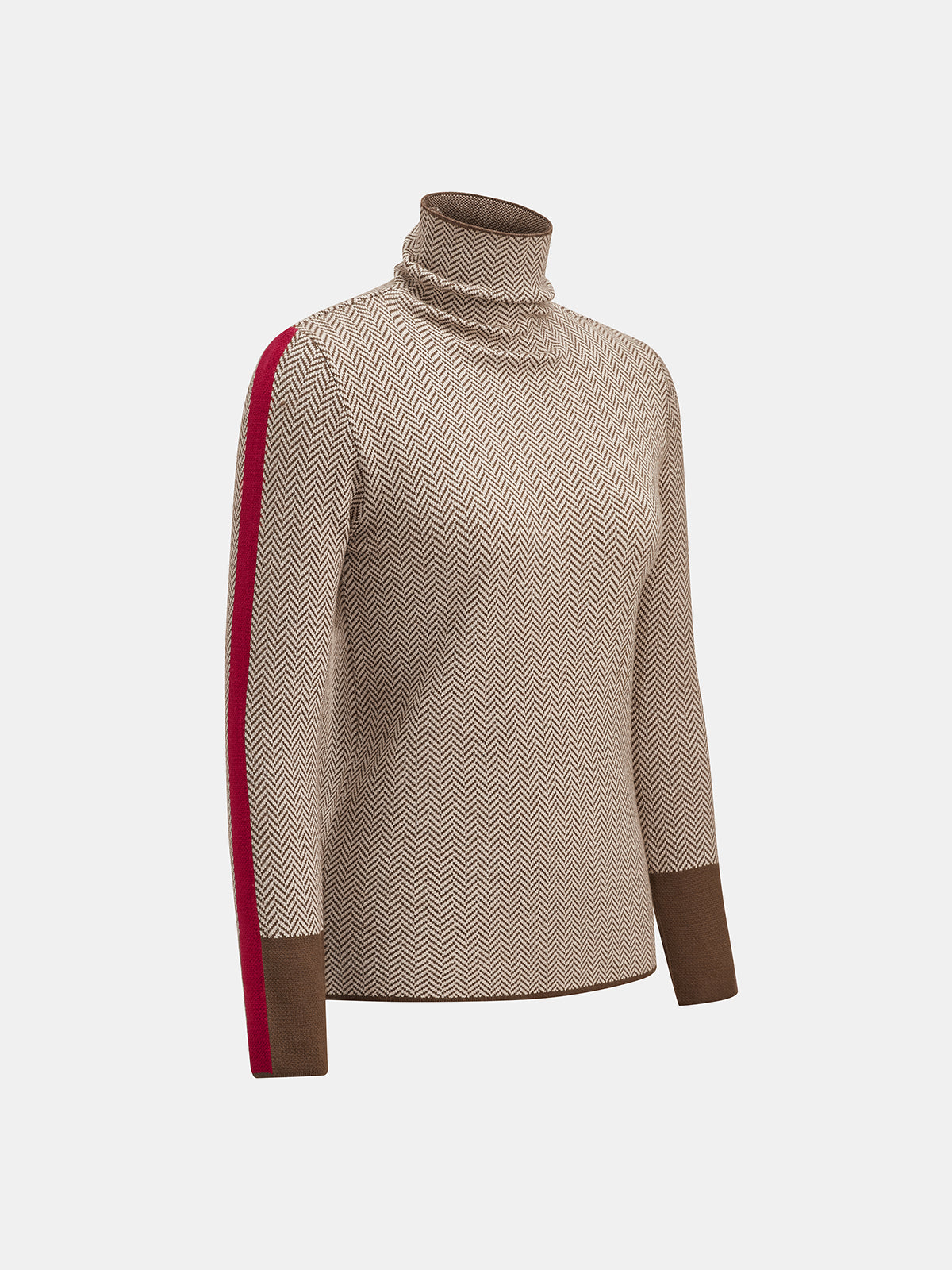 Herringbone Color Block Turtleneck Knit Top | COMMENSE