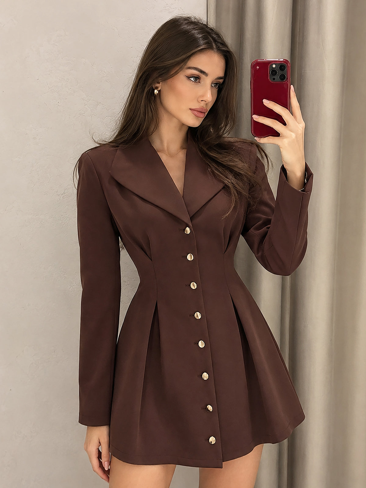 Lapel Fit Flare Mini Dress | COMMENSE
