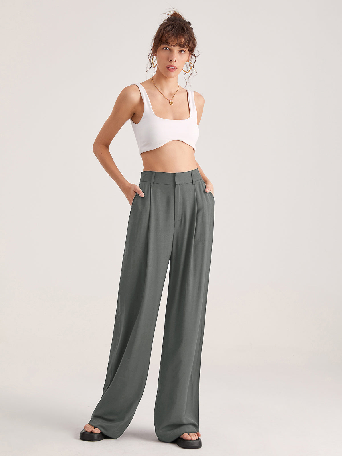 Oversized High Waisted Pleat Front Trousers – COMMENSE
