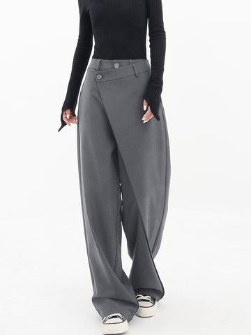 Asymmetrical Layer Button Wide Leg Dress Pants – COMMENSE