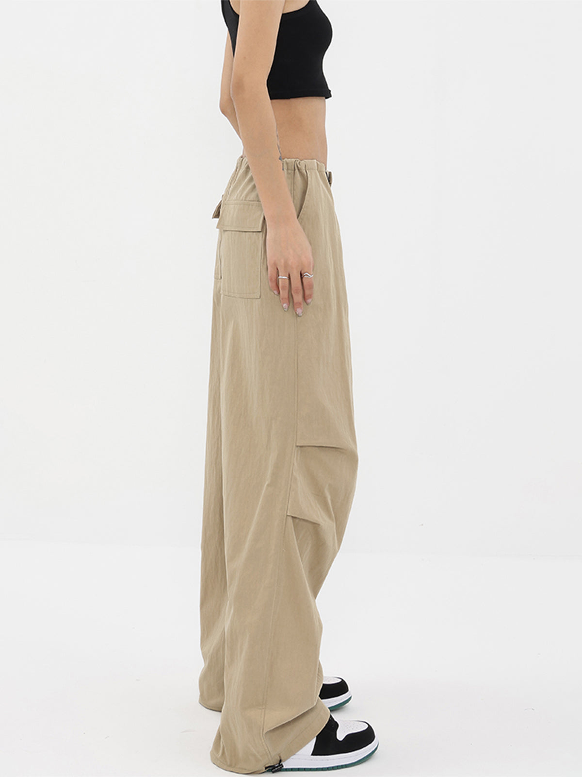 ASOS Weekend Collective parachute cargo pants with pocket in neutral
