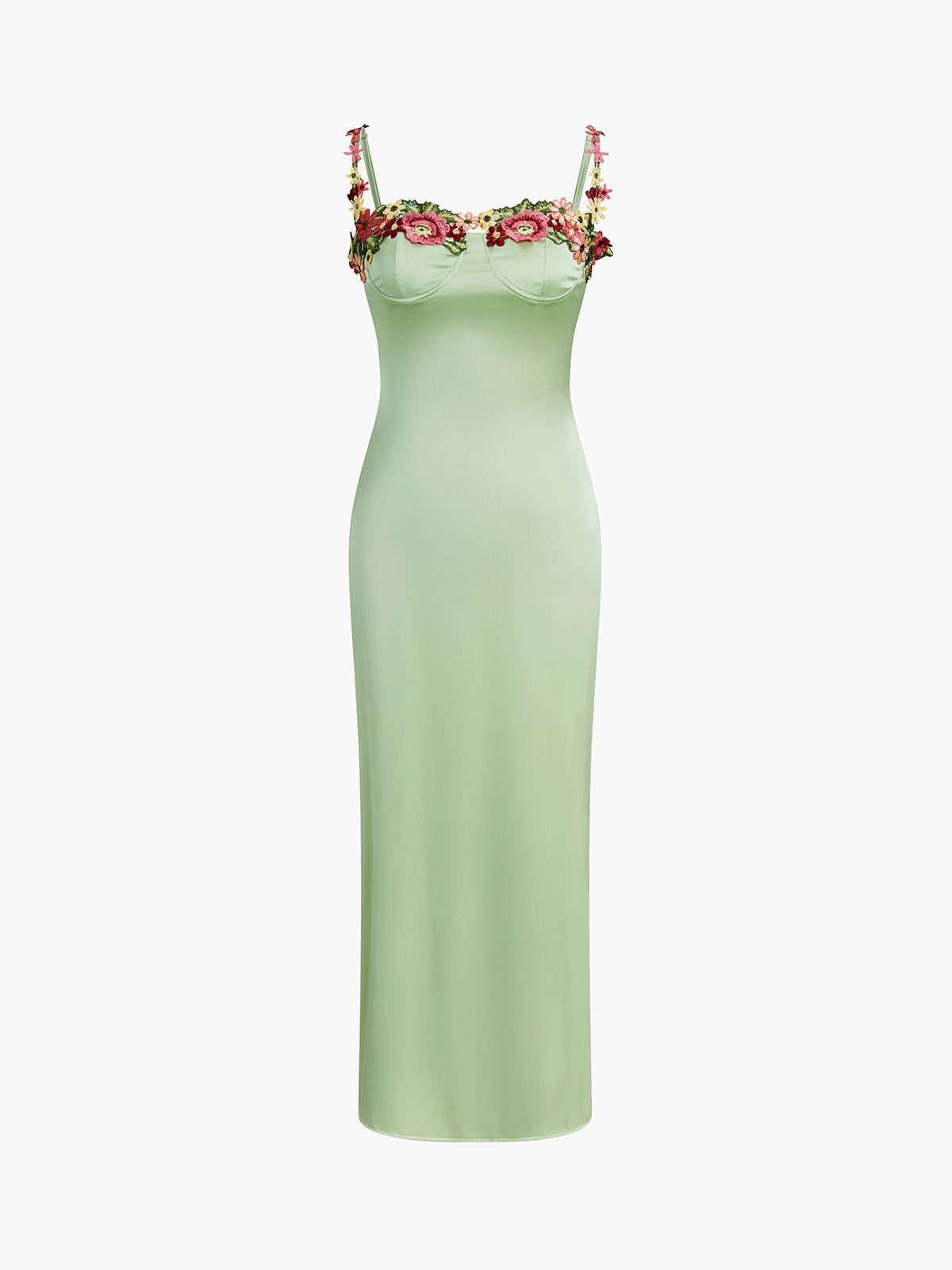 Floral Satin Midi Dress – COMMENSE