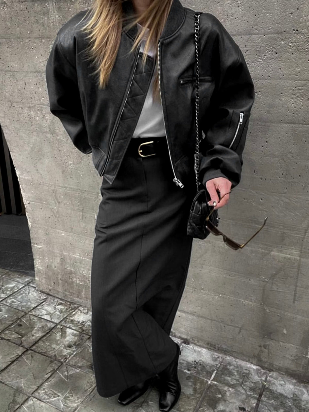 Minimalism Faux Leather Jacket – COMMENSE