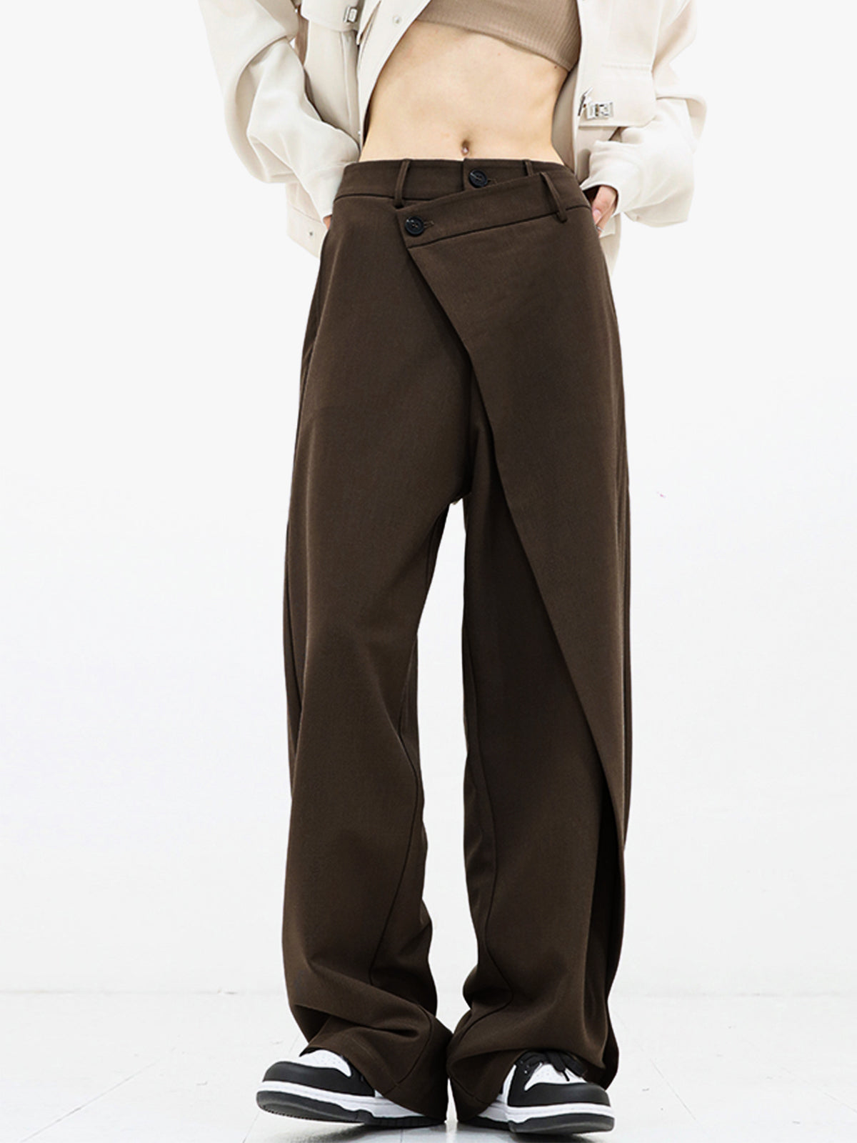 louren asymmetry design wide pants - パンツ