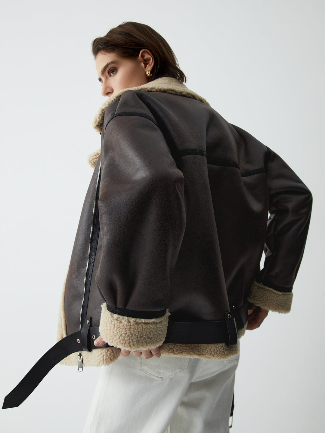 【PORTERNA】Vis shearling leather jacket MR P. Shearling-Lined Nappa Leather Trucker Jacket for Men