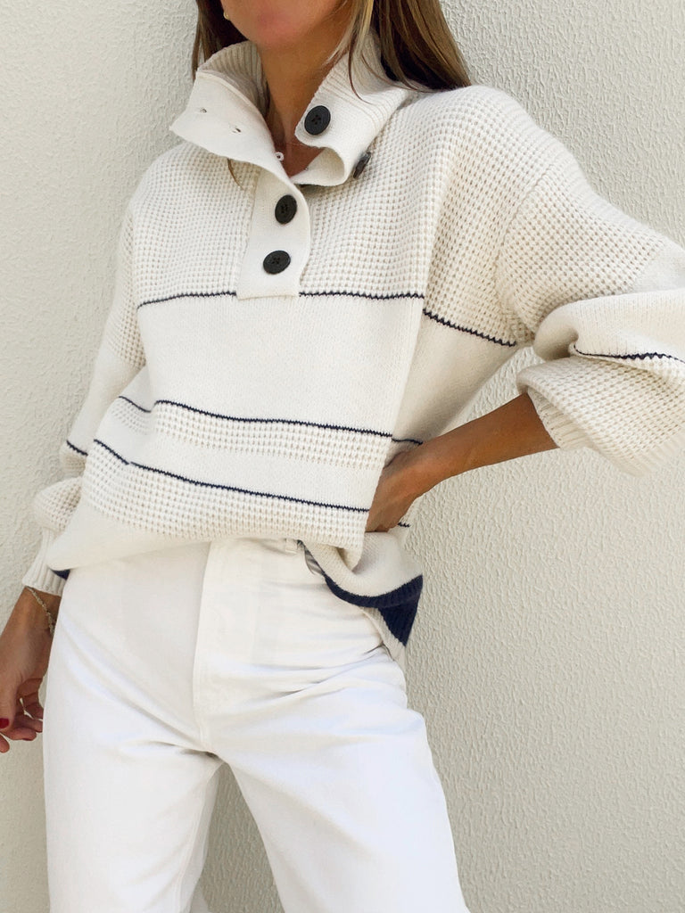 Open Collar Button Up Sweater – COMMENSE