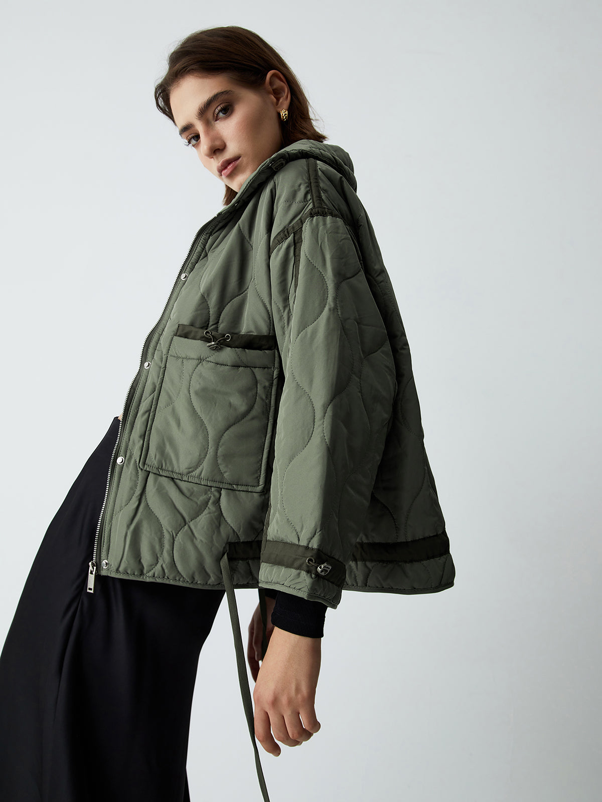 Open Collar Quilted Coat – COMMENSE