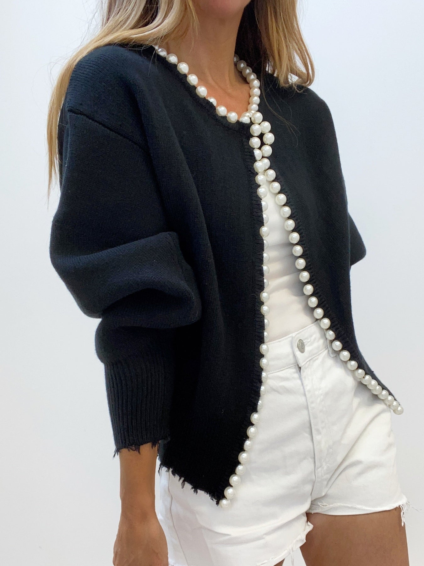 Alloy Rhinestone Edge Pearl Buttons Sweater Cardigan Dress - Temu