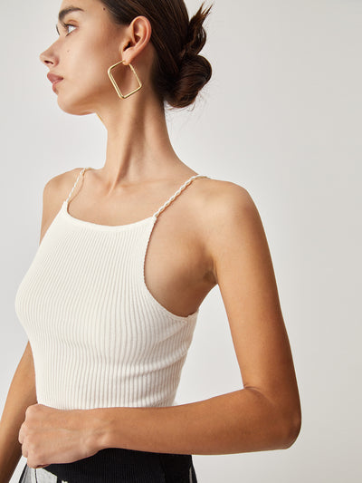 Sexy White Knitted Round Neck Camisole Crop Top For Women Tight Stretch  Seamless Ribbed Tank Top With Sleeveless Design Streetwear Y0622 From  Musuo01, $7.35