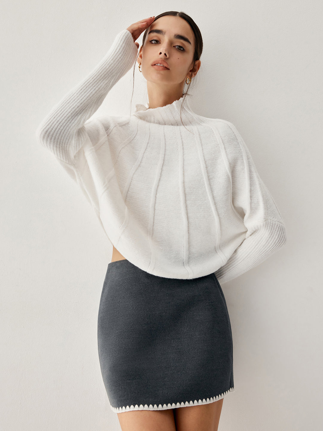 Turtleneck knitted top - Women | MANGO USA