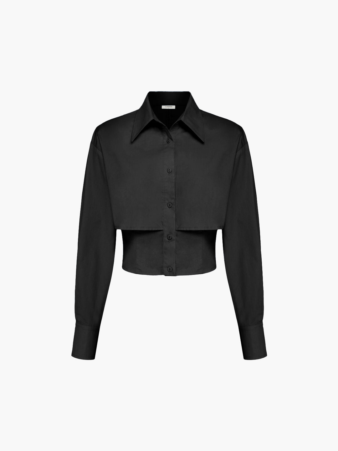 Baby Blue Open Collar Double Layer Crop Shirt – COMMENSE