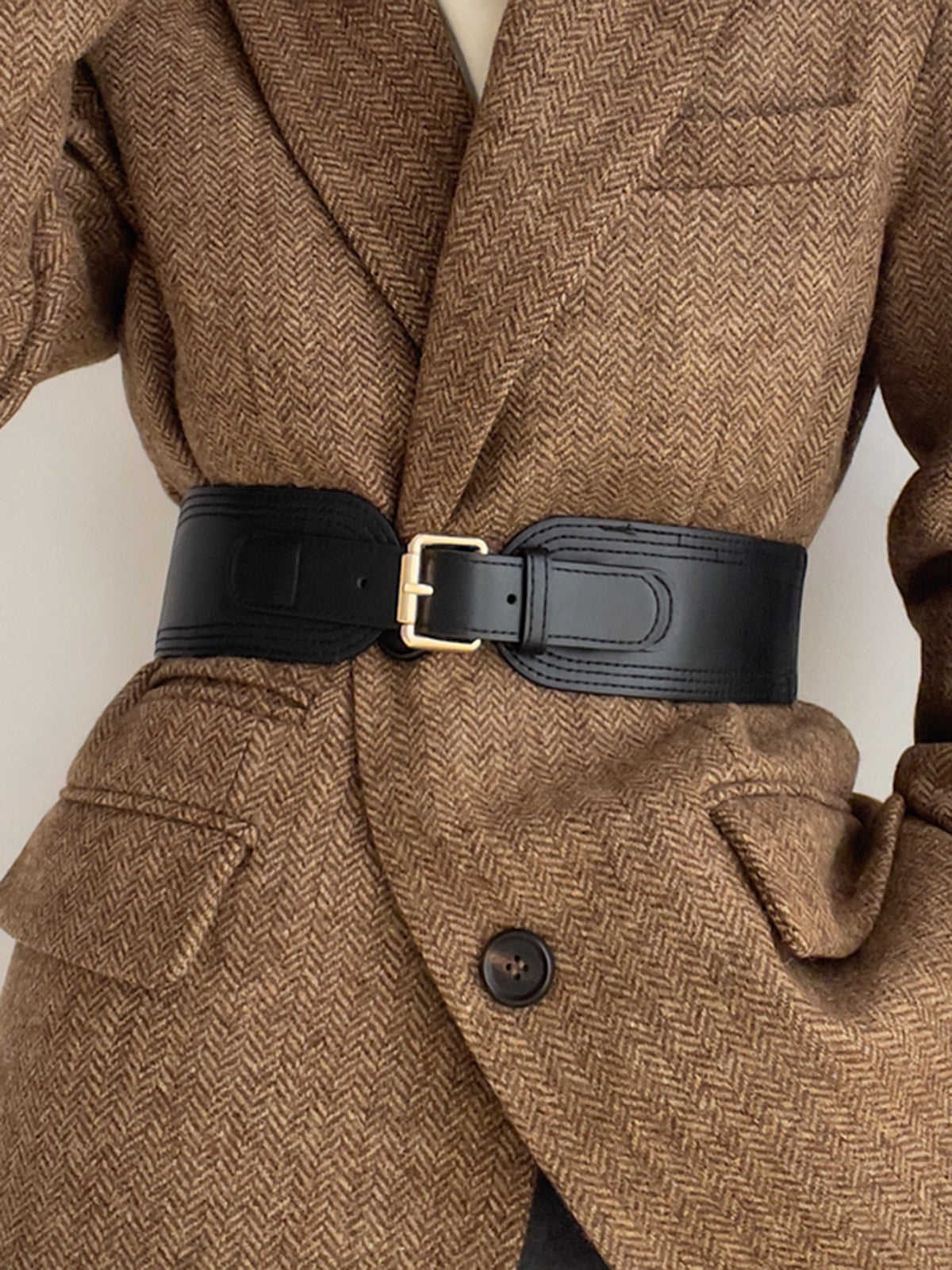 Commense Faux Leather Buckle Corset Belt