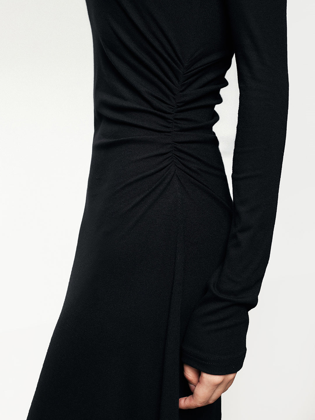 Ribbed Knit Asymmetric Long Sleeve Bodycon Long Dress Ribbed Knit Asymmetric Long Sleeve Bodycon Long Dress