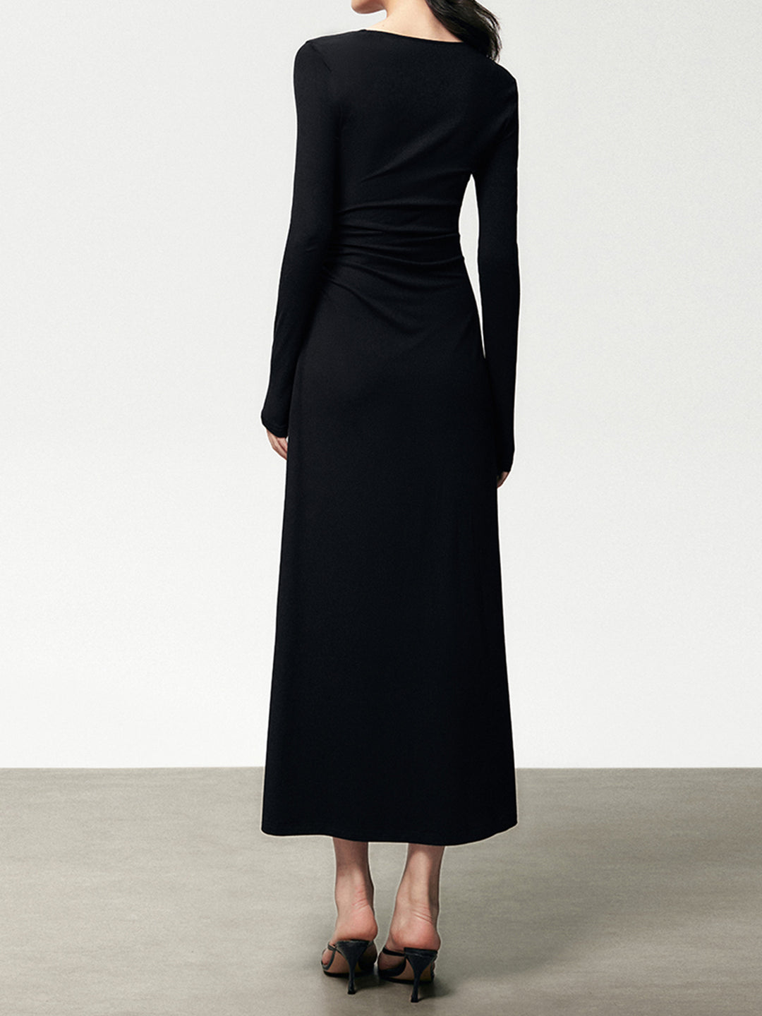 simplyjessica longsleeved ribbed dress Ribbed Knit Asymmetric Long Sleeve Bodycon Long Dress