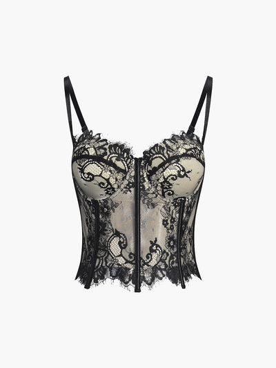Charcoal Lace Bustier Corset Top With Implemented Boning – Aquarius Brand